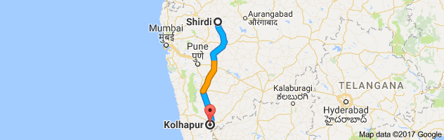 Shirdi to Kolhapur route, distance, time and road conditions