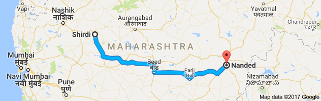 Shirdi to Nanded route, distance, time and road conditions