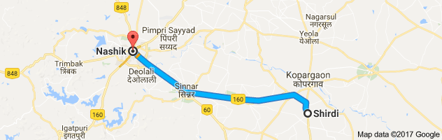 Shirdi to Nashik route, distance, time and road conditions