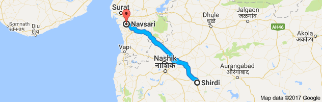 Shirdi to Navsari route, distance, time and road conditions