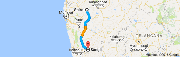 Shirdi to Sangli route, distance, time and road conditions