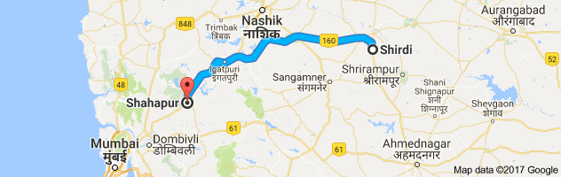 Shirdi to Shahapur route, distance, time and road conditions