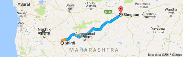 Shirdi to Shegaon route, distance, time and road conditions