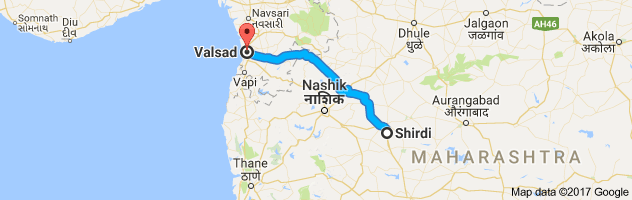 Shirdi to Valsad route, distance, time and road conditions