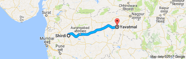 Shirdi to Yavatmal route, distance, time and road conditions