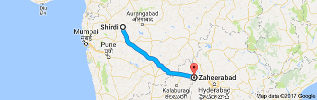 Shirdi to Zaheerabad route, distance, time and road conditions