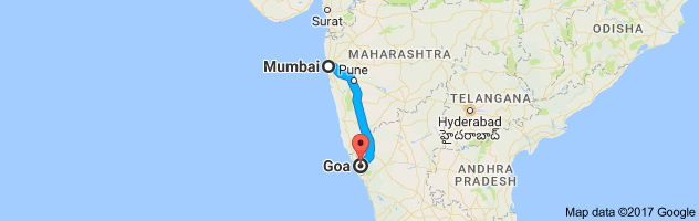 Mumbai to Goa  route, distance, time and road conditions