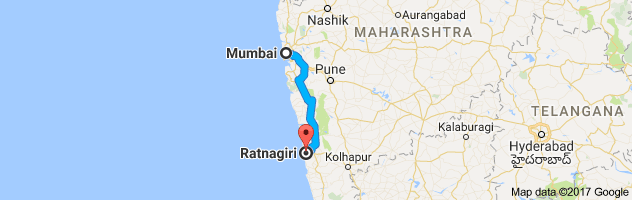 Mumbai to Ratnagiri   route, distance, time and road conditions