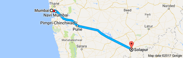 Mumbai to Solapur   route, distance, time and road conditions