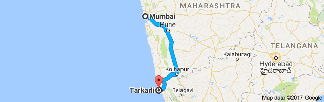 Mumbai to Tarkarli  route, distance, time and road conditions