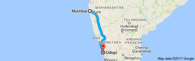 Mumbai to Udupi  route, distance, time and road conditions