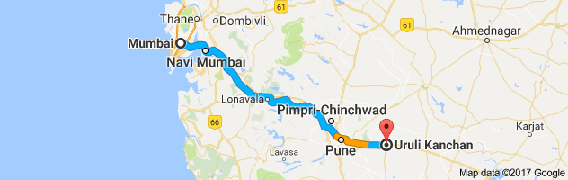 Mumbai to Uruli  route, distance, time and road conditions