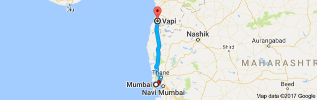 Mumbai to Vapi  route, distance, time and road conditions