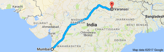 Mumbai to Varanasi  route, distance, time and road conditions