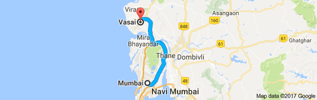 Mumbai to Vasai  route, distance, time and road conditions