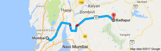 Mumbai to Badlapur  route, distance, time and road conditions