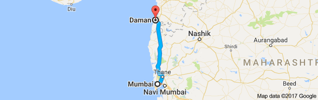 Mumbai to Daman  route, distance, time and road conditions