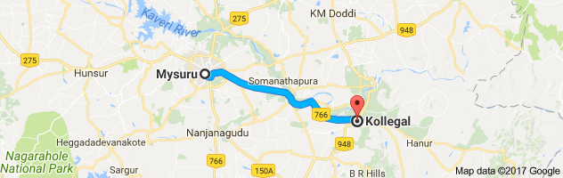 Mysore to Kollegal route, distance, time and road conditions