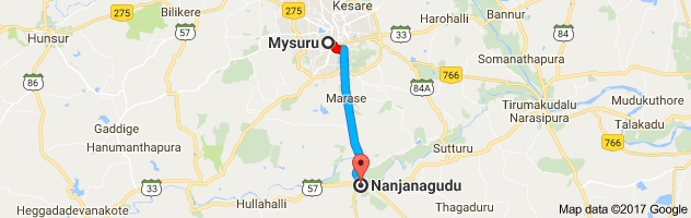 Mysore to Nanjangud route, distance, time and road conditions