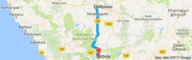 Mysore to Ooty route, distance, time and road conditions