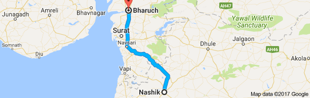 Nashik to Bharuch route, distance, time and road conditions