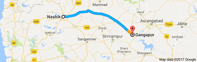 Nashik to Gangapur route, distance, time and road conditions