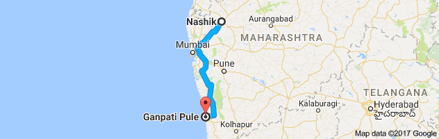 Nashik to Ganpatipule route, distance, time and road conditions