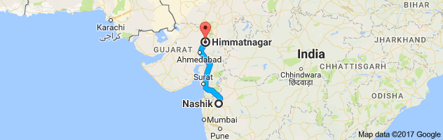 Nashik to HimmatNagar route, distance, time and road conditions