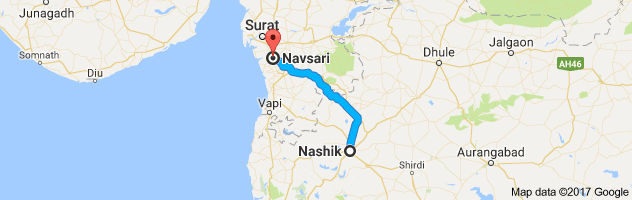 Nashik to Navsari route, distance, time and road conditions