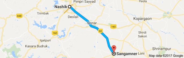 Nashik to Sangamner route, distance, time and road conditions