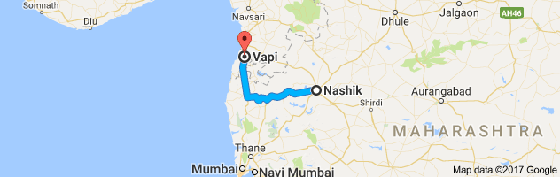 Nashik to Vapi route, distance, time and road conditions