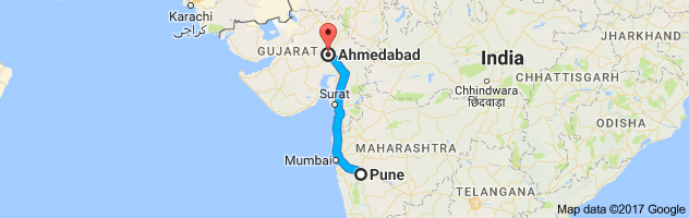 Pune to Ahemdabad  route, distance, time and road conditions