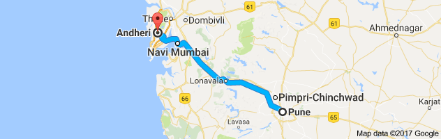 Pune to Andheri  route, distance, time and road conditions