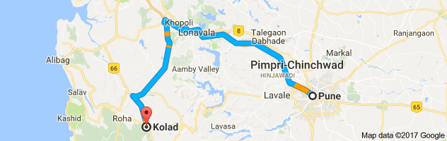 Pune to Kolad route, distance, time and road conditions