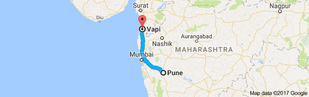 Pune to Vapi route, distance, time and road conditions