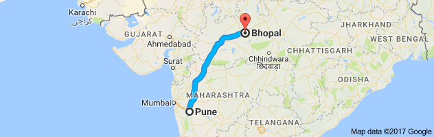 Pune to Bhopal  route, distance, time and road conditions