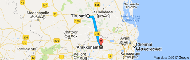 Tirupati to Arakkonam route, distance, time and road conditions