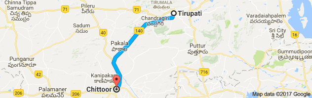 Tirupati to Chittoor   route, distance, time and road conditions