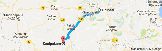 Tirupati to Kanipakam  route, distance, time and road conditions