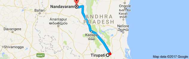 Tirupati to Nandavaram route, distance, time and road conditions