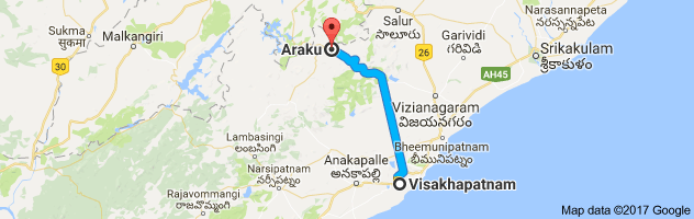 Vizag to  Araku Valley route, distance, time and road conditions