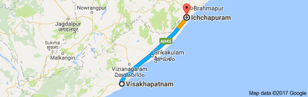 Vizag to Ichapuram  route, distance, time and road conditions