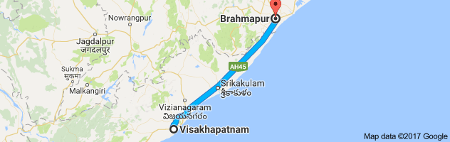 Vizag to Berhampur  route, distance, time and road conditions