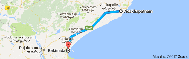 Vizag to Kakinada route, distance, time and road conditions