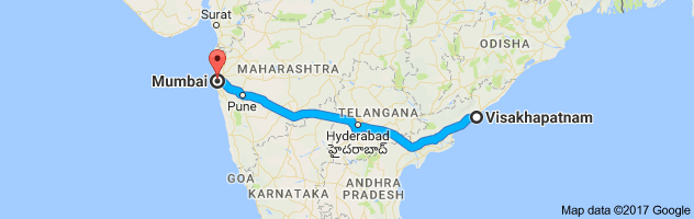 Vizag to Mumbai  route, distance, time and road conditions