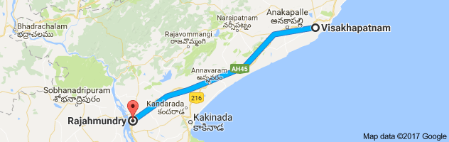 Vizag to Rajahmundry  route, distance, time and road conditions