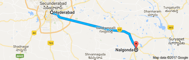 Hyderabad to Nalgonda route, distance, time and road conditions