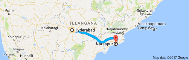 Hyderabad to Narasapuram route, distance, time and road conditions