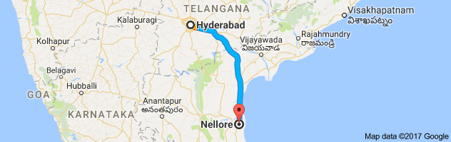 Hyderabad to Nellore route, distance, time and road conditions