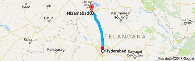 Hyderabad to Nizamabad route, distance, time and road conditions